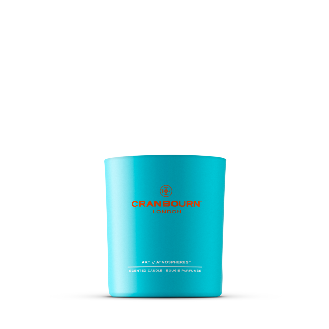 Escape to Santorini™ Scented Candle made with Essential Oils/ Sustainable Natural Vegetable & Bees Wax/ CRANBOURN® Blue Glass/ Handmade in the UK