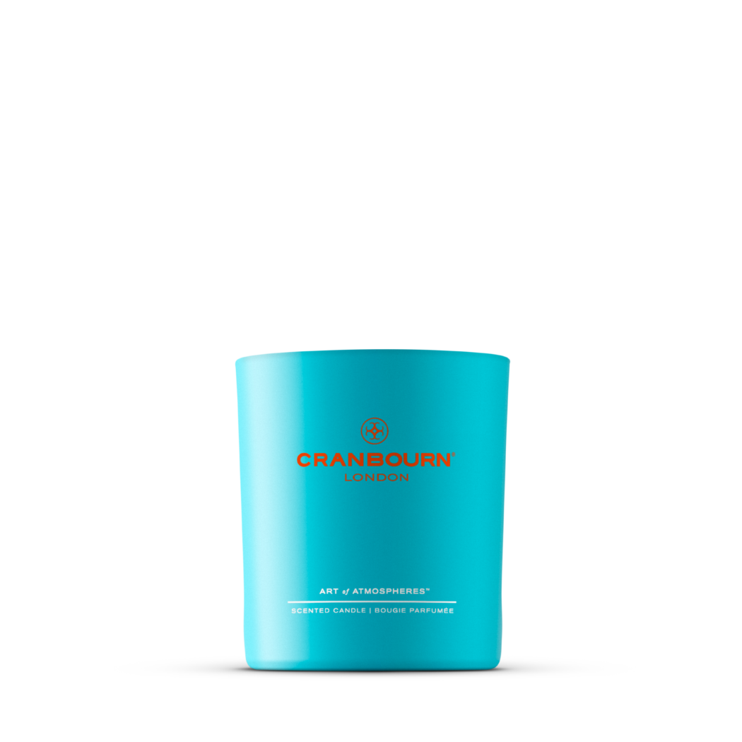 Soirée à Marrakech™ Scented Candle made with Essential Oils/ Sustainable Natural Vegetable & Bees Wax, CRANBOURN® Blue Glass/ Handmade in the UK