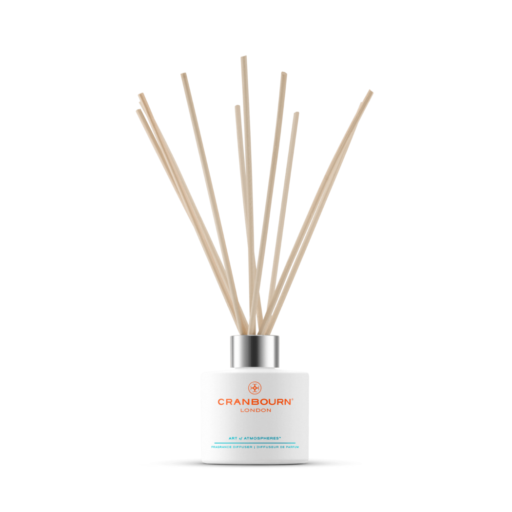 Escape to Santorini™ Fragrance Diffuser/ Natural Reeds/ CRANBOURN® White Glass/ Handmade in the UK